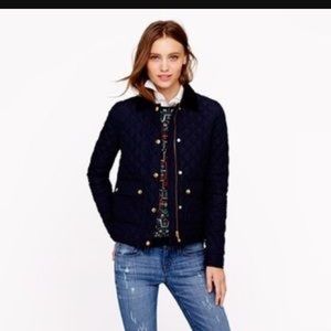 J. Crew quilted Navy puffer gold buttons size sm